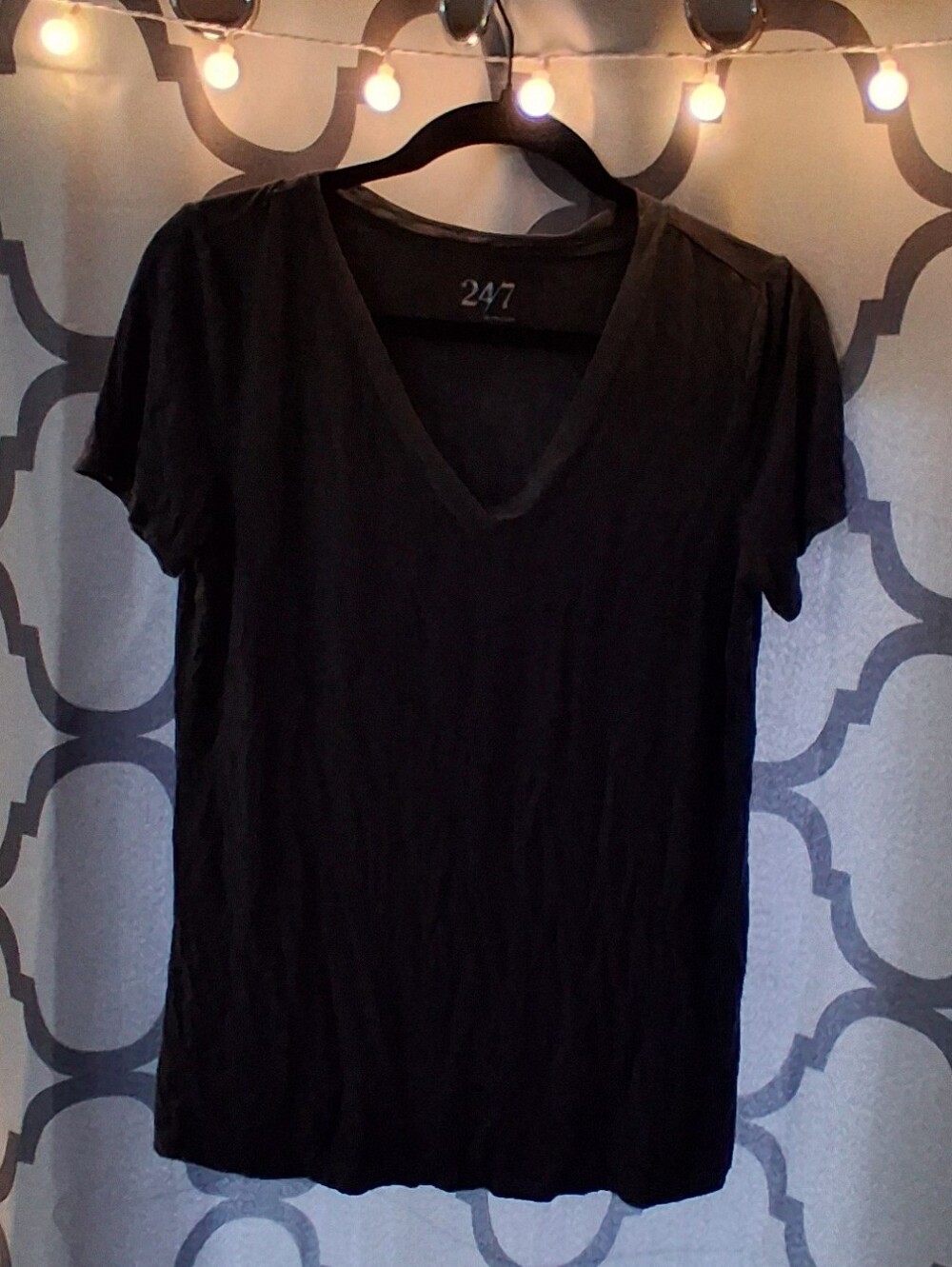 47 Black V-Neck Short Sleeve Tee